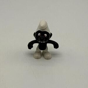 Vintage Rare Angry Black Smurf Figure Red Eyes Big Teeth Peyo Schleich Germany